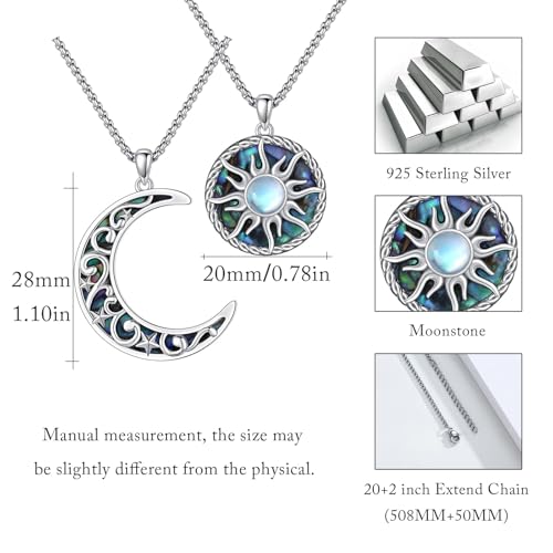 Yin Yang Necklaces for Women Men 925 Sterling Silver Pendant Necklace Yin Yang Jewelry for Women Men Couples - style: Sun Moon #1