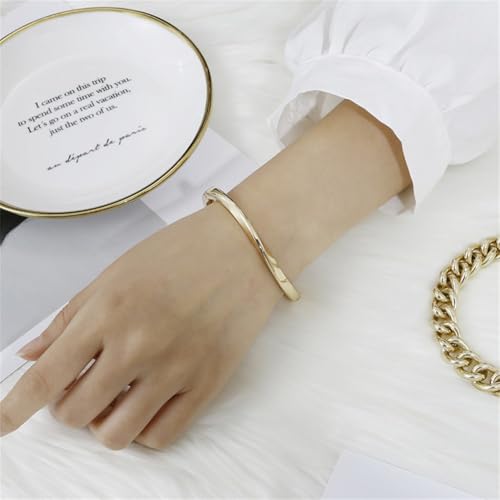 Minimalist Gold Bangle Bracelet, Polished Cuff Bracelets Stackable Birthday Gift for Women - color: Gold 1