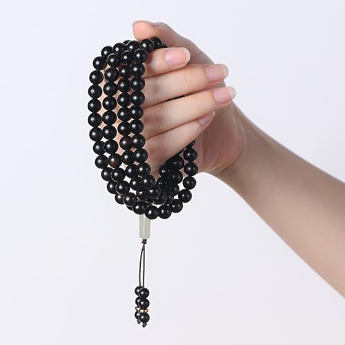 Natural Black Sandalwood 108 Mala Bracelet for Men Buddha Beads Necklace Ebony Prayer Beads Bracelet - style: 8mm Beads with Jade - 34 inches