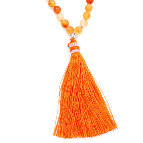 mala Beads Necklace for Women Man, mala Bracelet, Prayer Beads Necklace - color: orange carnelian