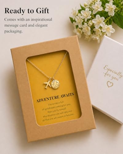 Zealmer Dainty 18K Gold Plated Compass World Map Pendant Necklace Graduation Gift for Friends - style: Anchor