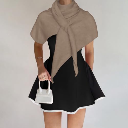 Shawl Wraps For Women,Womens Knitted Knotted Shawls Wool Cashmere Shoulder Top Sweater Shawl Scarf for Fall Winter - color: Khaki