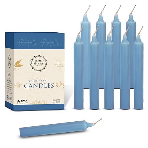 Raajsee Unscented Mini Taper Candles Pack of 20, Sky Blue | 5 Inches (H) Dinner Candle Sticks| Smokeless, and Dripless| Paraffin Wax with Cotton Wicks | Long Burning Time - color: Sky Blue, size: 5 Inch - Pack of 20