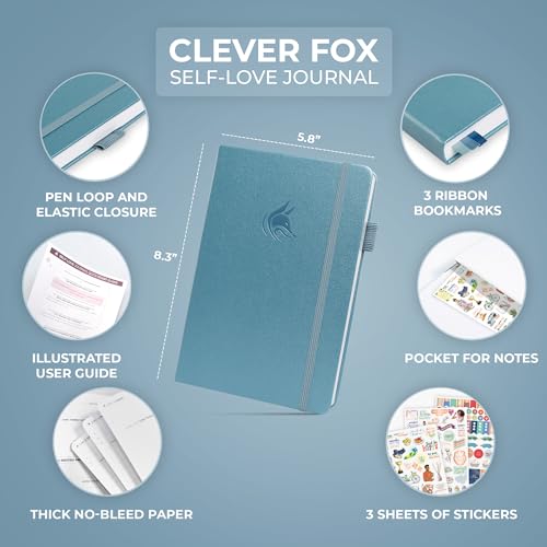 Clever Fox Self-love Journal – Guided Self-Discovery Log for Self-care, Reflection & Self-help, Mental Health, Gratitude & Mindfulness (Aquamarine) - color: Aquamarine