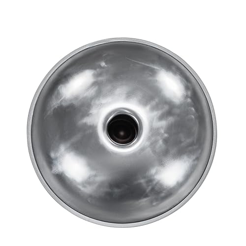 Handpan Steel Drum Instrument 440Hz 10 Notes in D Minor 22inches Handmade, Percussion Instrument - color: Moonlight Silver, size: 440Hz