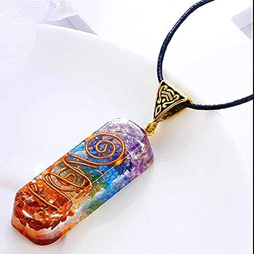 COLORFUL BLING Healing Crystals Gemstone Chakra Om Symbol Pendant Necklace Lava Rock Bracelet Set Prosperity Reiki Wealth Money Fortune Positive Energy Quartz Yoga Meditation Jewelry for Women Men - style: Set AB