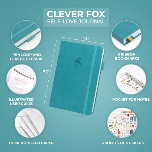 Clever Fox Self-love Journal – Guided Self-Discovery Log for Self-care, Reflection & Self-help, Mental Health, Gratitude & Mindfulness (Turquoise) - color: Turquoise