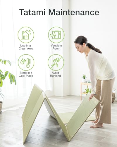 FULI Japanese Tatami Mattress, Foldable Igusa Rush Grass Tatami Rug, Natural Japanese Floor Mattress Mat Made in Japan, Twin XL - size: Twin XL (83"L x 39"W x 0.5"Th), style: Foldable Mat