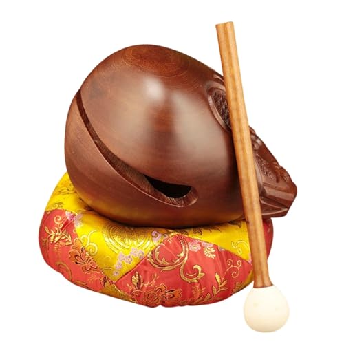 DYNWAVE Temple Block Mokugyo Musical Instrument Desktop Decoration Wood Percussion Instrument for Office Counter Meditation Yoga, 3.5 Inch