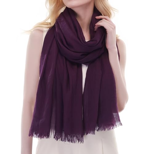 RIIQIICHY Scarf for Women Lightweight Solid Color Long Fashion Gauze Scarves Shawl Wrap - color: Purple