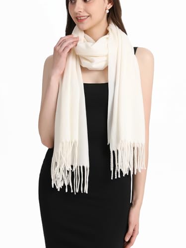 Pashmina Shawl and Wraps for Evening Dresses Resemble Cashmere Scarf for Women Wedding Winter Warm Shawls - color: Cream