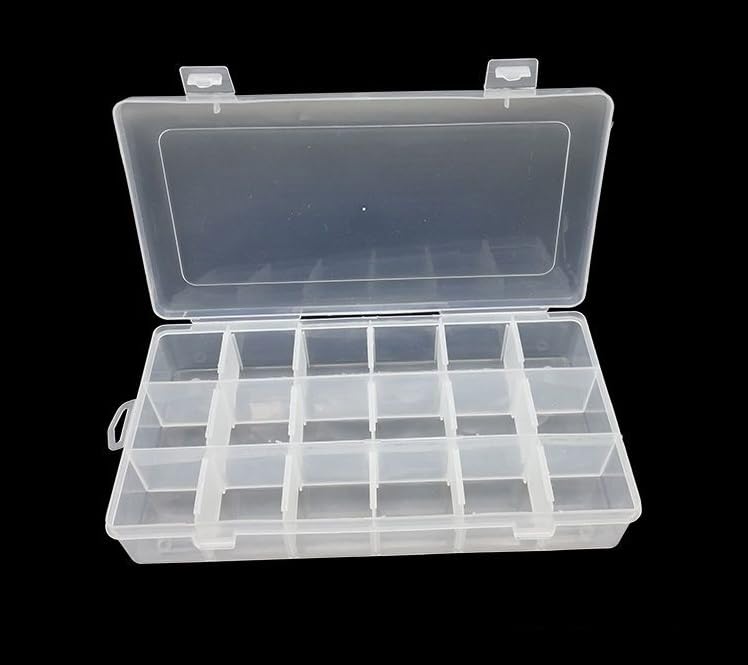 Kamay's Adjustable XL18 Compartment Slot Plastic Craft Storage Box Thick Hard Plastic Hobby Craft Storage Box Case With Snap Lock Ideal For Small Items - style: XL18 Compartment Slot