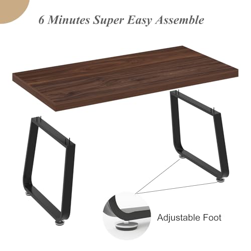HSH Rustic Walnut Coffee Table, Modern Center Table, Rectangle Industrial Living Room Coffee Table, Simple Farmhouse Wood and Metal Tea Table for Home Bedroom Office, Walnut, 47 in - color: Walnut, size: 47 inch