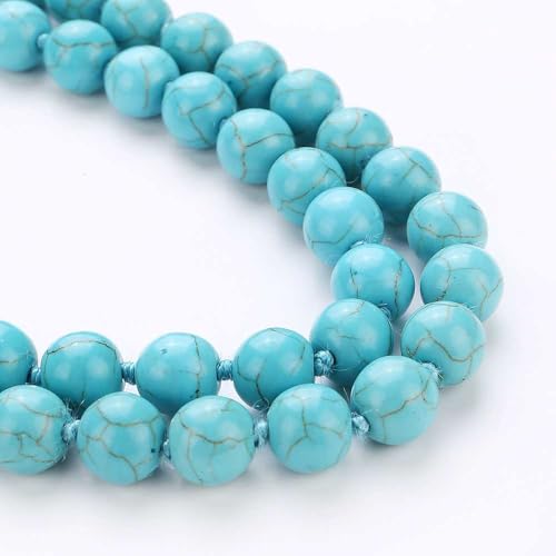 JAYUMO 8mm Mala Beads Necklace Natural Stone Meditation Statement Necklace Hand Knotted Japa Yoga Rosary Prayer Beaded Tassel Necklace - color: turquoise choker