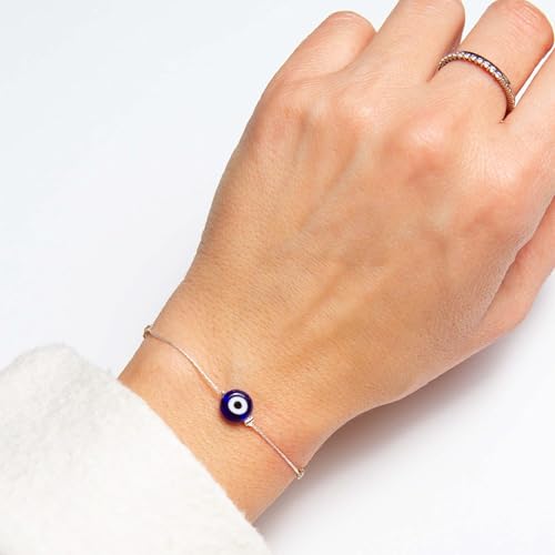 Evil Eye Bracelet Red String Kabbalah Protection Handmade Adjustable Bracelet For Women Men, ADULT Bracelets - color: Silver blue