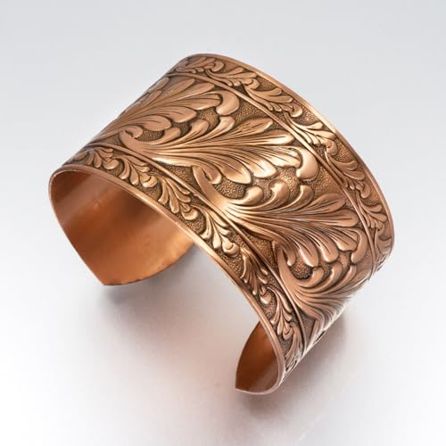 Handmade Solid Copper Cuff Bracelet adjustable with Scroll Design, Made in USA