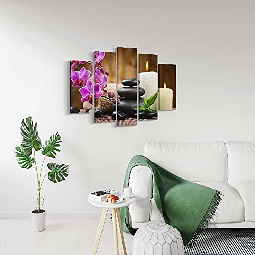 Homemania Stones – 5 Pieces – Zen – for Living Room, Bedroom – Multi-Coloured Polyester, Wood, 100 x 3 x 60 cm