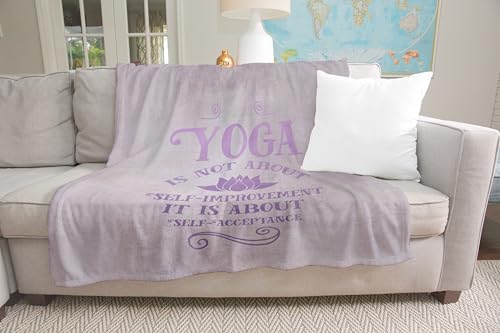 3dRose Yoga Self Acceptance Watercolor Calligraphy Silktouch Minky Blanket
