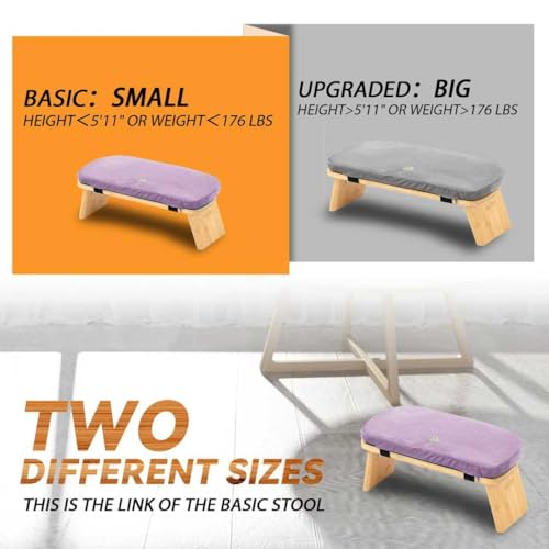 Meditation Bench, Bamboo Meditation Stool, Folding Kneeling Meditation Bench, Seiza Prayer Bench, Prayer Bench with Meditation Cushion, Kneeling Stool (Purple)