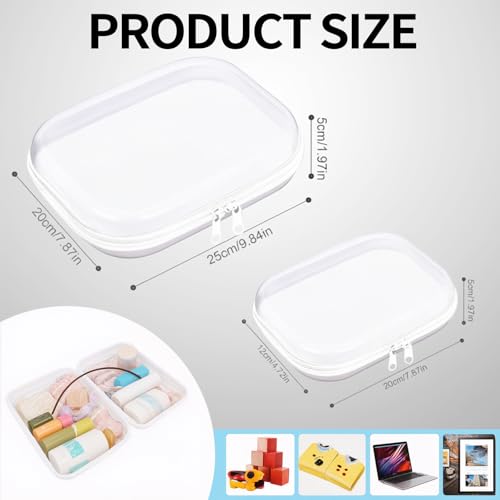 Clear Zipper Pouches, 4PCS Hard Shell Zipper Case,Clear Cosmetic Bag,Toiletry Pouch, Portable Waterproof Travel Organizer Bags for Cosmetics, Snacks, Puzzles (M+3S)
