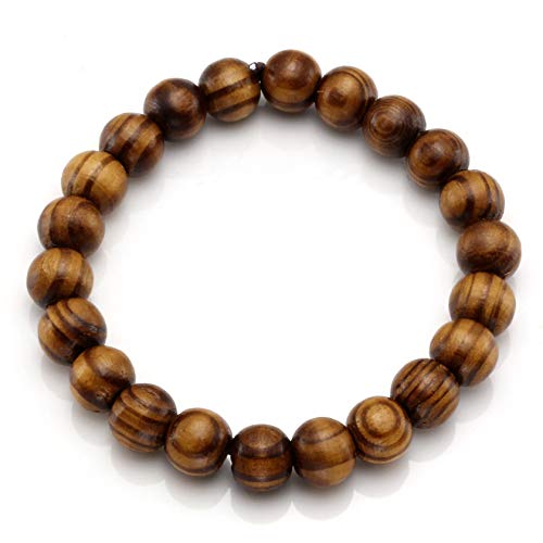 5 Pcs Wood Beaded Bracelet for Men Tibetan Buddhist Meditation Mala Prayer Beads Bracelet Elastic - color: B-10MM