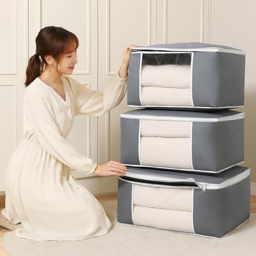 XL Large Capacity Non-Woven Fabric Storage Bag - New Packing Bag for Clothes and Quilts,Dark Gray - color: Dark Gray