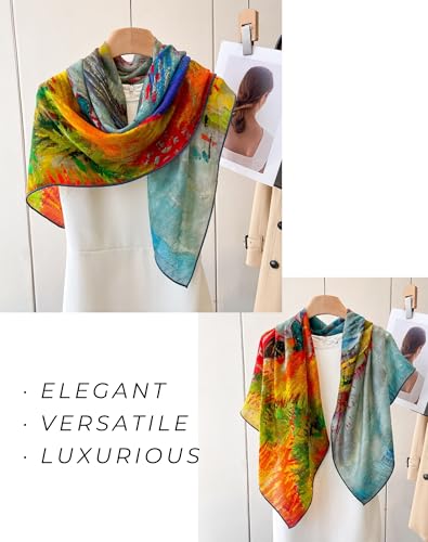 PoeticEHome Cashmere Scarf Wrap 36"x36" - Featherlight & Wrinkle-Free Artistic Square Shawl for Travel & Office, Gift Ready - color: Gleize Bridge - 36"