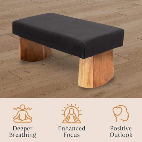 Meditation Bench (Burgundy), Seiza, Sustainable Acacia Wood with Curved Bottom Edges for The Perfect Posture, Meditation Stool, Prayer Bench, Meditation Chair, Yoga Stool - color: Burgundy