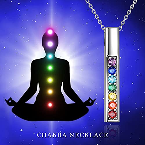 POPLYKE Chakra Necklace for Women 925 Sterling Silver Bar/Inifinity/Cross Necklace Mother Day Jewelry Gift for Women - style: Bar necklace