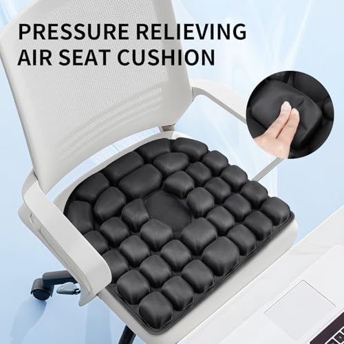 Inflatable Seat Cushion - Portable Travel Cushion for Airplane, Office & Camping - Adjustable Support with Pressure Dispersion to Prevent Discomfort & Bedsore