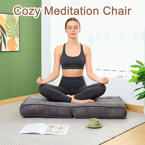 Adjustable Floor Chair with Back Support, 6-Position, Folding Japanese Meditation Tatami Chair, Comfy Gaming Chairs for Adults, Accent Sofa Reading Chairs, Living Room, Bedroom, Dark Grey - color: Dark Grey