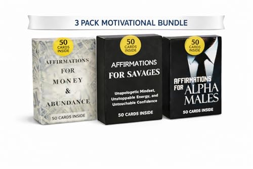 Isaac Liev 150 Positive Daily Affirmation Cards For Men & Teens, Motivational card, Inspirational, Mindest Gifts for Success - 3Pack bundle - style: 3-PACK DEAL - Alpha Affirmations , Money Affirmations & Savage Affirmations