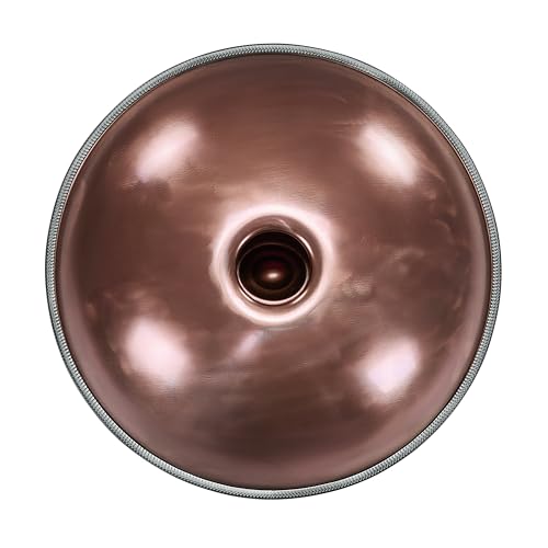 Handpan Steel Drum Instrument 432Hz 10 Notes in D Minor 22inches Handmade, Percussion Instrument - color: Amber Gold, size: 432Hz