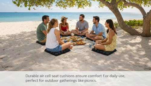 Inflatable Seat Cushion for Long Sitting – No External Pump Required (Inflates Using a Built-in air Valve), Adjustable Air Cushion for Office Chair, Airplane Travel, Car & Wheelchair