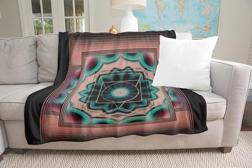 3dRose Mandala 9 Chakra Meditation Spirituality NewAge Pastel Power Energy Balance Peace Green Pink Silktouch Minky Blanket