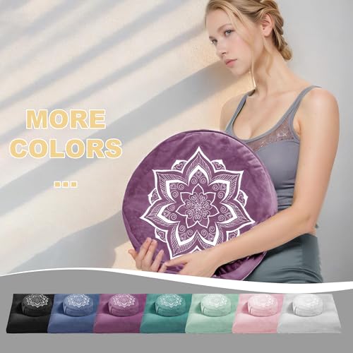 Meditation Zafu Cushion Set,Removable Machine-Washable Luxury Velvet Cover (Purple(Only Cover)) - color: Purple(only Cover)