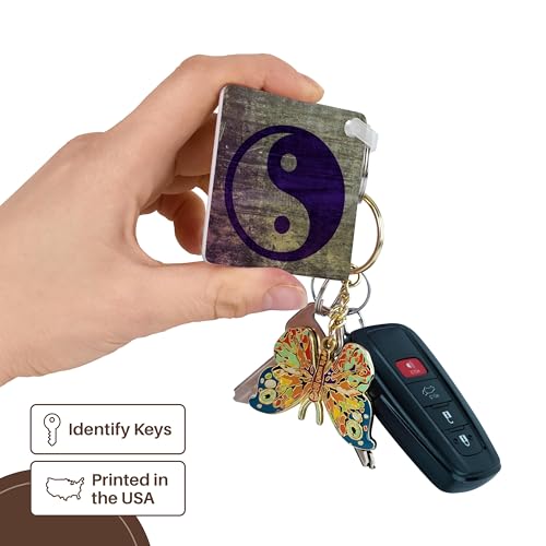 3dRose Yin Yang Inspirational Gift Set with Mug, Keychain, and Card - Purple Abstract Design for Spirituality Enthusiasts and Mindfulness Practice