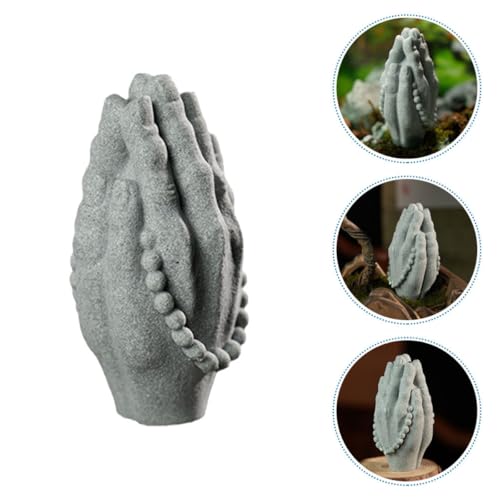 VANZACK Zen Style Sandstone Hand Figurine Statue for Home Indoor Desktop Decor Meditation Room Accent Sculpture