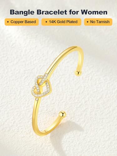 U7 Unisex Simple Cuff Bracelet 18K Real Gold Platinum Plated Fine Bracelets Fashion Jewelry Open Bangle Cuff Bracelets, Twisted or Heart Style - color: E.CZ Knot Bracelet-Gold