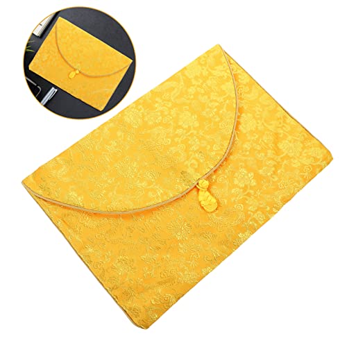 Buddhist Scriptures Storage Bag Embroidered Brocade Pouch for Jewelry and Small Accessories Medium Size Drawstring for Home and Travel
