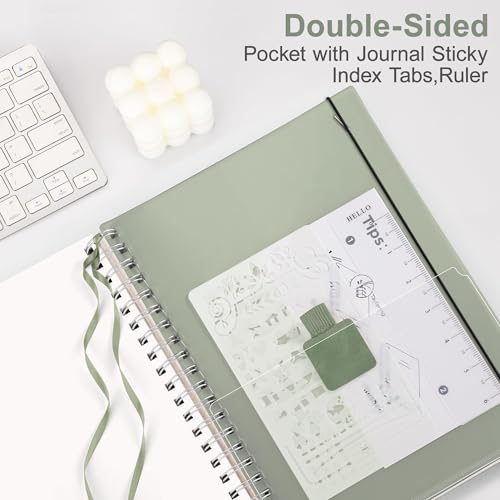 RETTACY Blank Journal Notebook, 300 Pages, A4 Large Size (8.2'' x 11.2''), 120 GSM Thick Paper, Flexible Plastic Cover, Spiral-bound, for Sketching, Drawing, Painting (Light Green) - color: Light Green