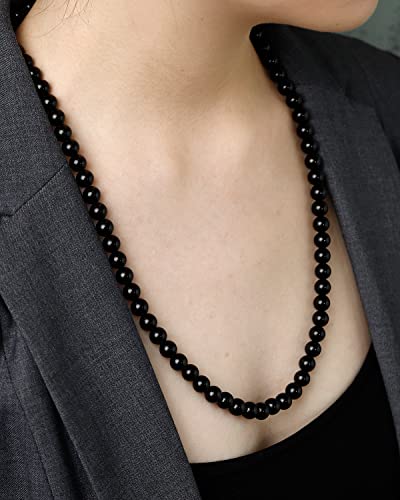 Simple Crystals and Stones Beaded Necklace Protection Balance Meditation Long Necklaces for Women and Men Amulet Jewelry - style: Obsidian
