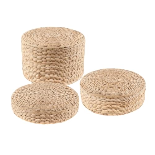 12inch Straw Cushion Tatami Floor Meditation Pillows Buckwheat Couch for Home Decor(30x30x20cm)