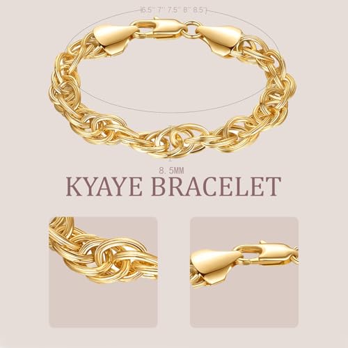 Bracelet 14K Gold Bracelets for Women Men Twisted Rope Chain Bracelet for Women Stackable Bracelets Gifts for Men Women 6.5, 7, 7.5, 8, 8.5in - style: Length 7 Inches