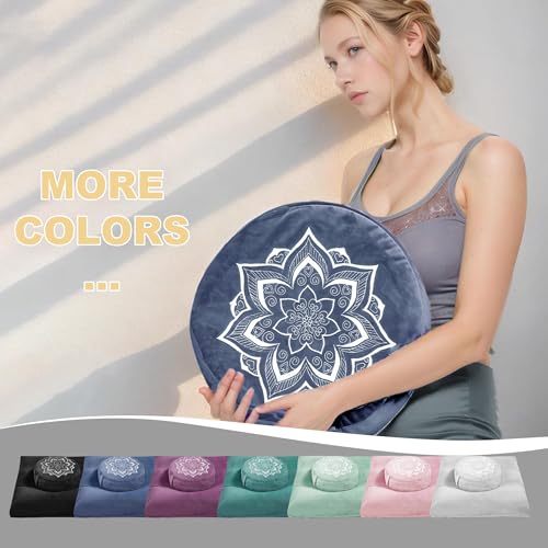 Meditation Zafu Cushion Set,Removable Machine-Washable Luxury Velvet Cover (Blue(Only Cover)) - color: Blue(only Cover)