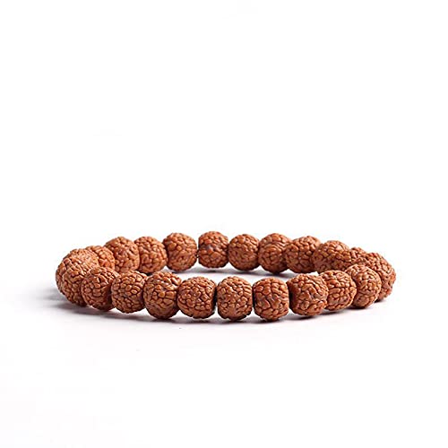 COLORFUL BLING Natural Stone Tibetan Mala Rudraksha Seeds Bracelet for Meditation Beads Prayer Charm Wrist Bracelets Buddha Prayer Yoga Mediation Jewelry - color: bead