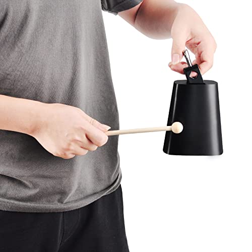 Eastrock 5 inch Metal Steel Cow Bells Noise Makers Hand Percussion Cowbell with Stick for Drum Set - size: 5''