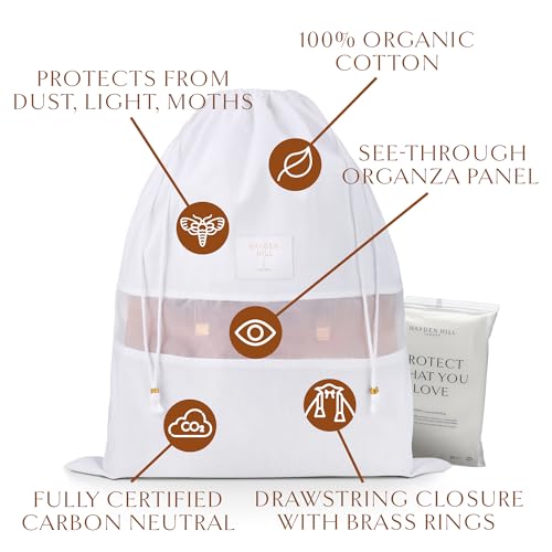 Hayden Hill Luxury Organic Cotton Dust Bags For Handbags - 3 Pack Large - 23" Purse Dust Bags, Shoe Bags and Handbag Covers For Storage - Carbon Neutral Protector Dustbags - style: Large 23"