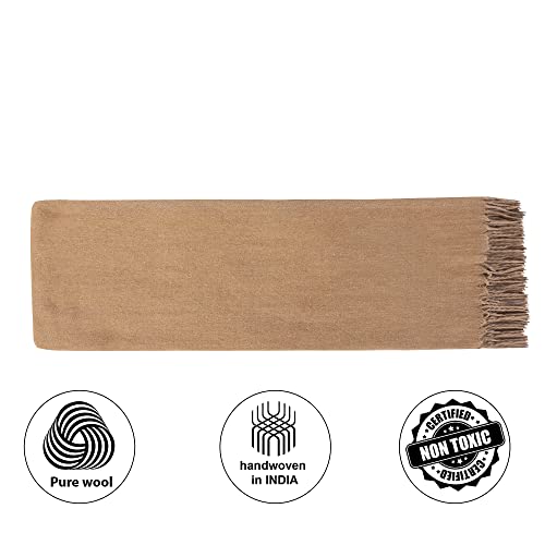 Premium Wool Meditation Shawl, Soft Pashmina Prayer Wrap, Large Yoga and Travel Blanket, Tibetan Monk Inspired, Wheat Color