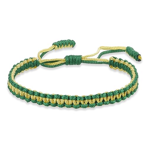 COLORFUL BLING Tibetan Buddhist Bracelets for Women Men Handmade Braided Rope String Lucky Protection Wristbands Prayer Family Couple Jewelry - color: green yellow